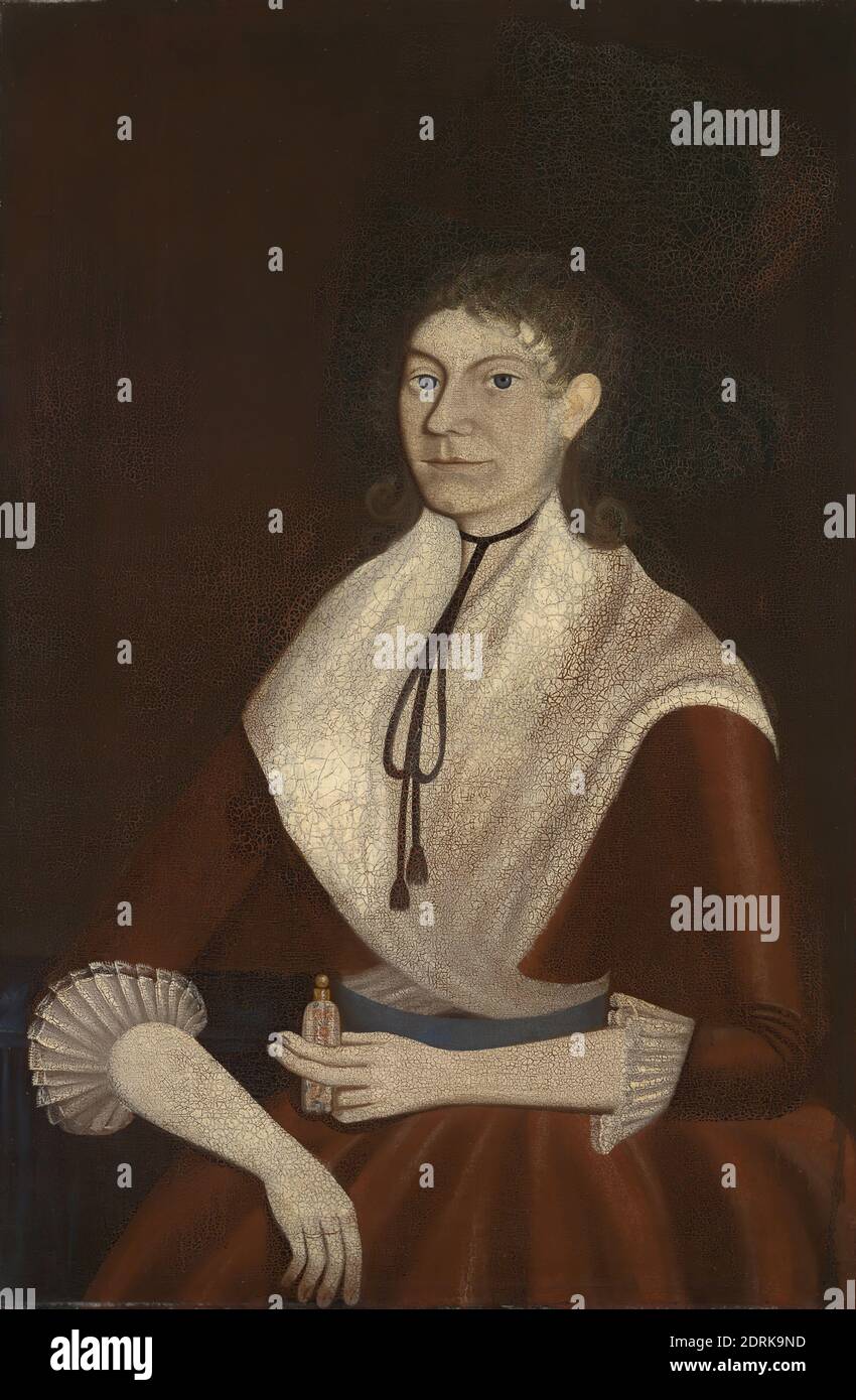 Künstler: Rufus Hathaway, Amerikaner, 1770–1822, Thema: Sylvia Church Weston Sampson, Amerikaner, 1768–1836, Sylvia Church Weston Sampson, Öl auf Leinwand, 38 1/8 × 25 1/8 in. (96.8 × 63.8 cm), nicht zu sehen, amerikanisch, 18. Jahrhundert, Gemälde Stockfoto
