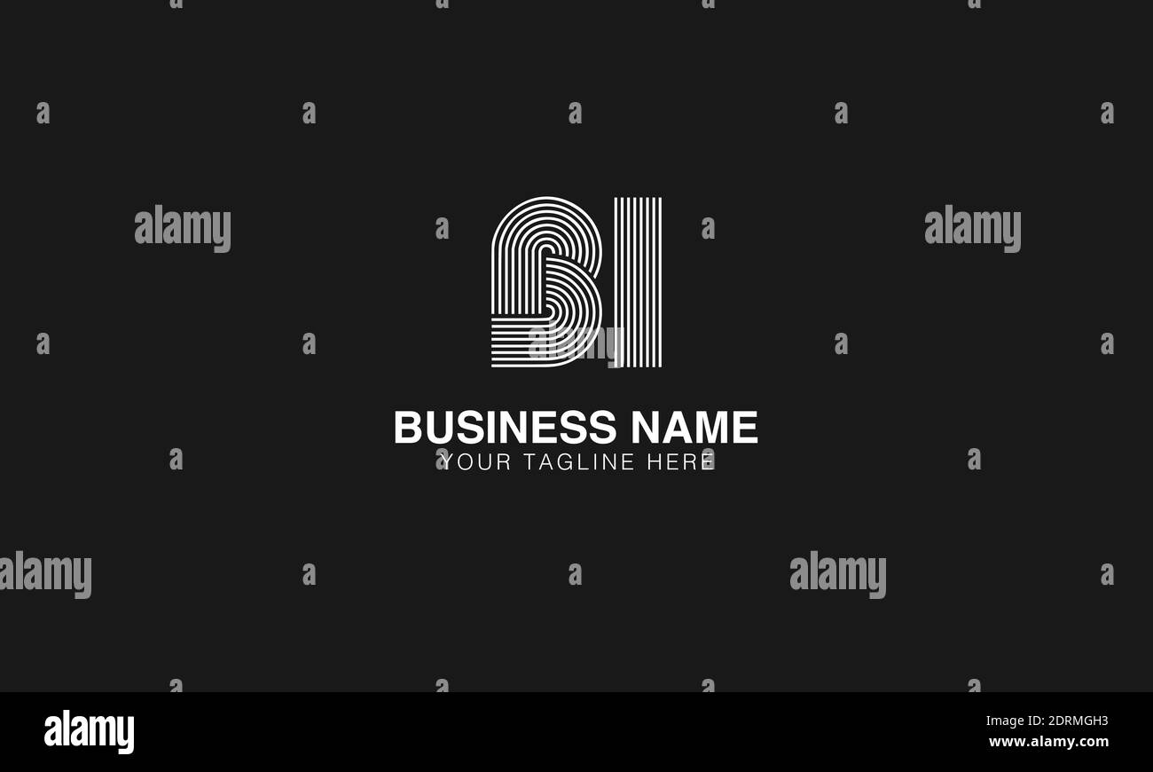 BI B I anfängliche abstrakte moderne minimal kreative Logo Vektor-Vorlage Bild. Line Art Fingerabdruck-Logo Stock Vektor
