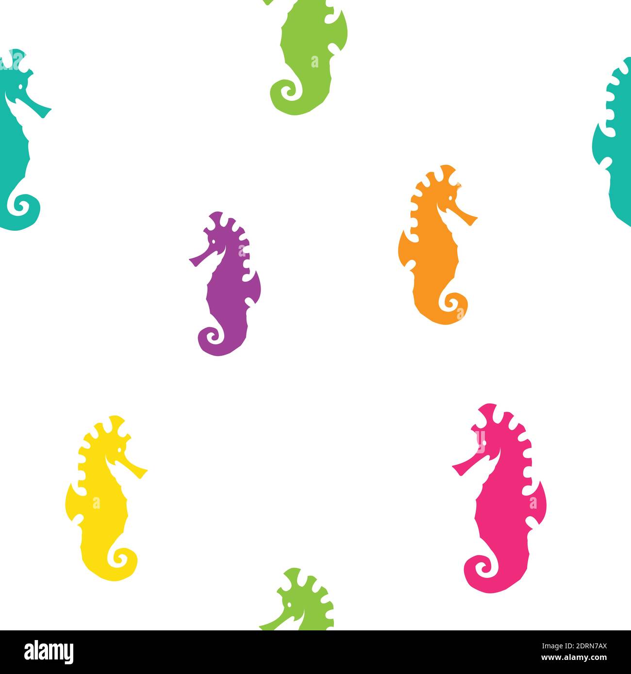 Sea Horse Vektor Kunst Hintergrund-Design für Stoff und Dekor. Nahtloses Muster. Leicht editierbare Vektorgrafik mit Ebenen. Stock Vektor