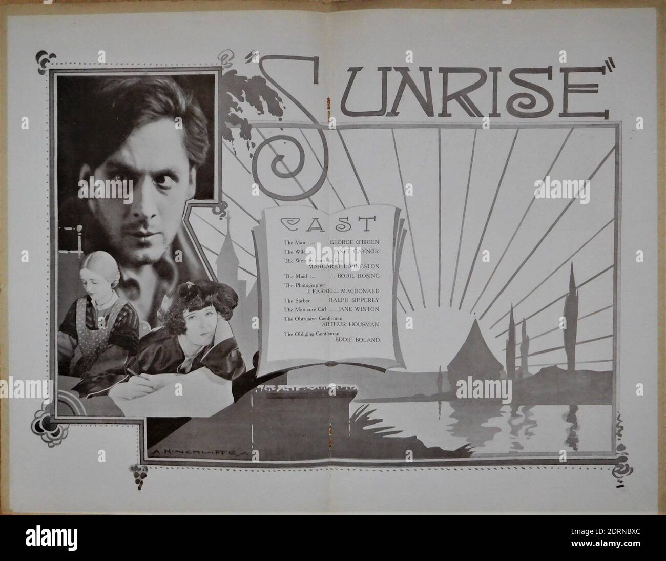 GEORGE O'BRIEN JANET GAYNOR UND MARGARET LIVINGSTON IN SUNRISE : EINE GESCHICHTE VON ZWEI MENSCHEN 1927 REGISSEUR F.W. MURNAU Silent Movie mit Musik und Soundeffekten Fox Film Corporation Stockfoto