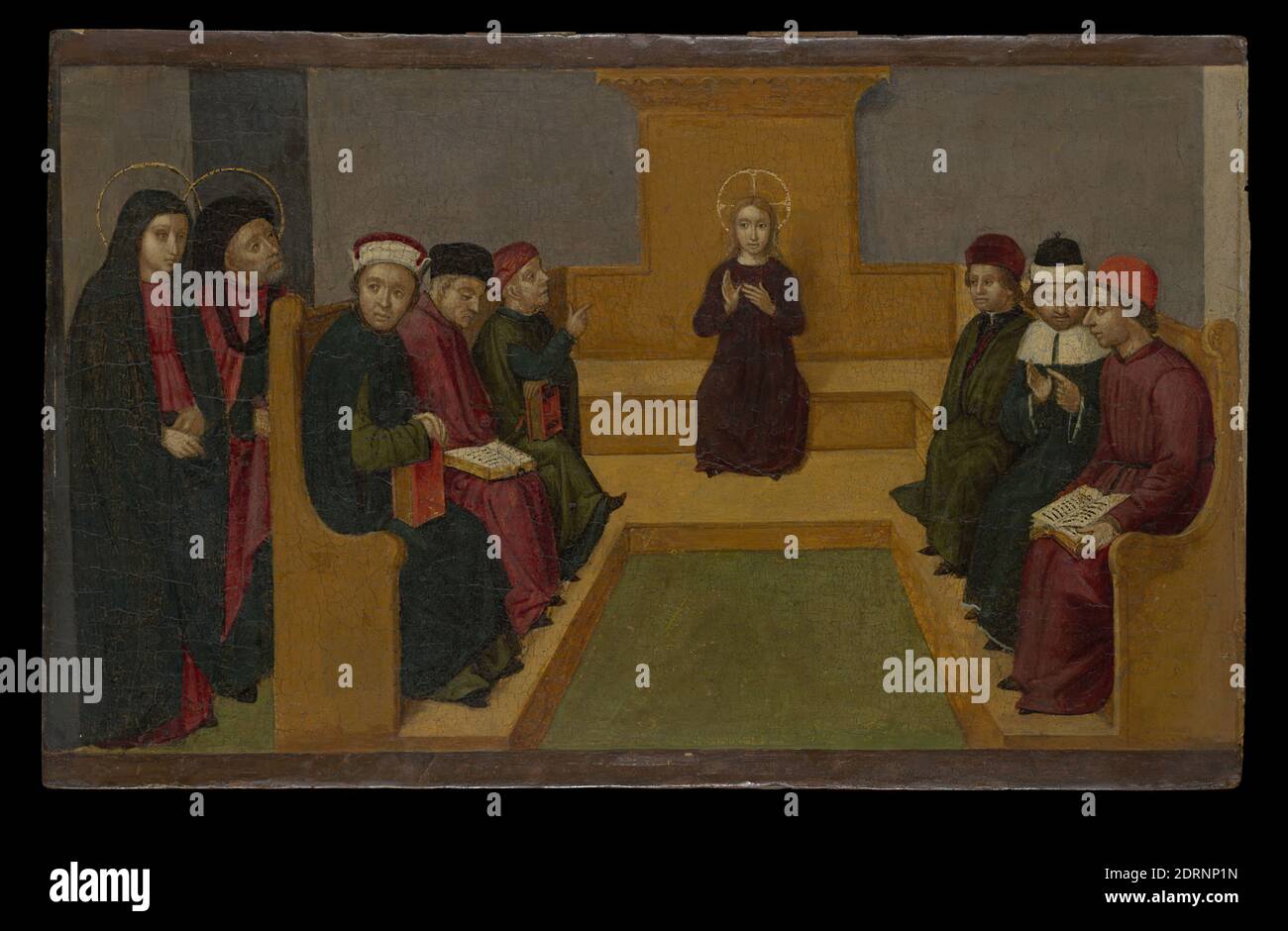 Künstler: Ludovico Brea, italienisch, ca. 1450–1522/25, Christus unter den Ärzten, Tempera auf Tafel, ungerahmt: 26.8 × 42.4 cm (10 9/16 × 16 11/16 Zoll), nicht zu sehen, Italienisch, Ligurien, 15. Jahrhundert, Gemälde Stockfoto