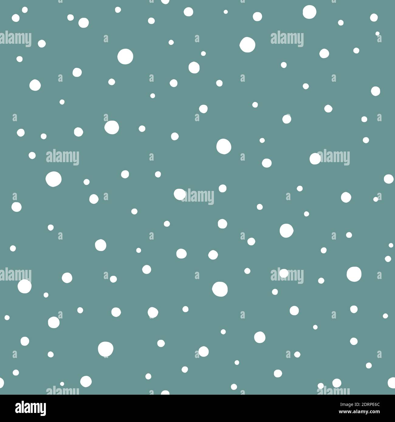 Nahtloses Wintermuster. Himmel mit flachen weißen Schneepunkten auf puderblauem Hintergrund. Neujahrshintergrund. Vektor Weihnachten Hintergrund für Stoff, Textil, Stock Vektor