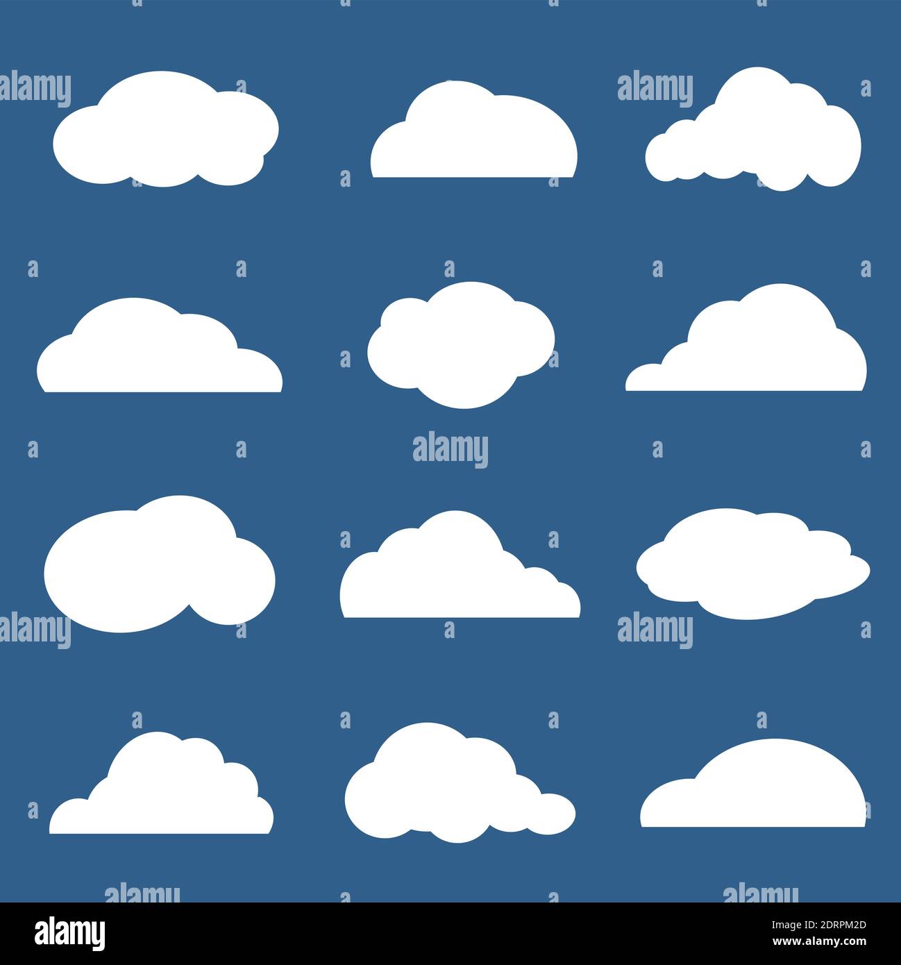Vektorgruppe von Wolken auf blauem Hintergrund. Leicht editierbare Vektorgrafik mit Ebenen. Symbole Stock Vektor
