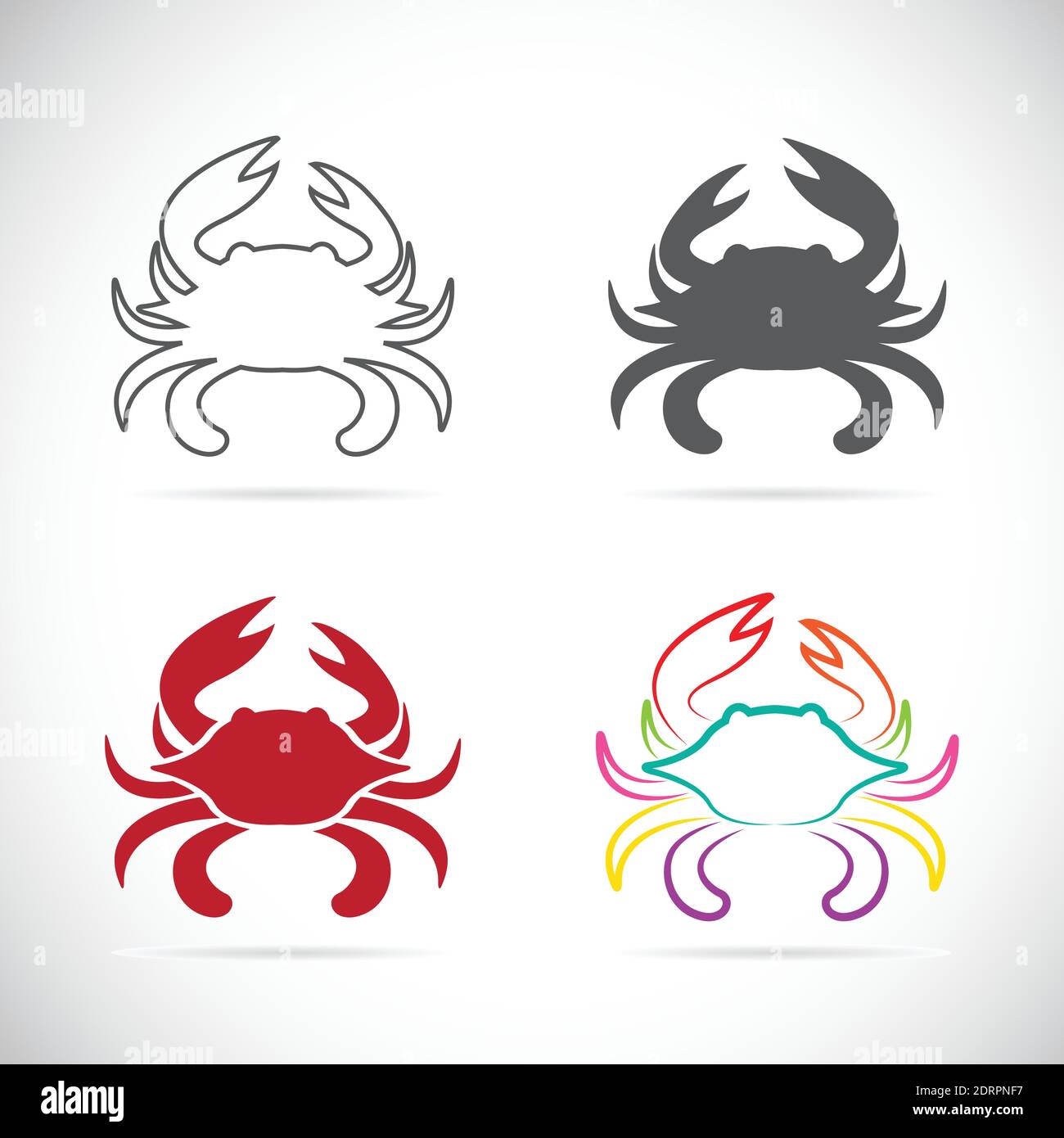 Satz von Vektor Krabben Symbole auf weißem Hintergrund. Leicht editierbare Vektorgrafik mit Ebenen. Wilde Tiere. Stock Vektor