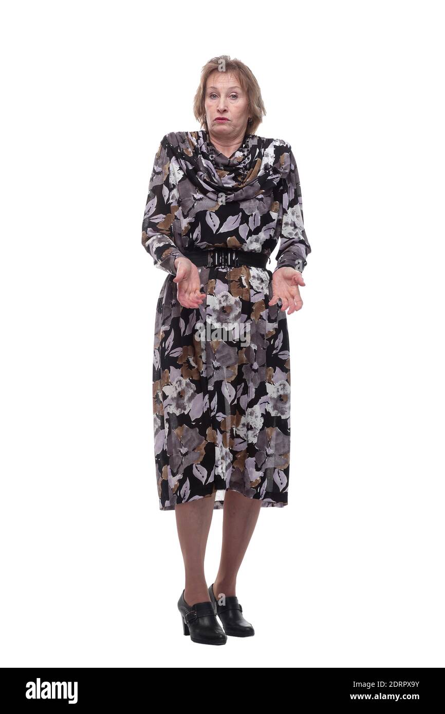 Ältere Frau ist über etwas erstaunt Stockfoto