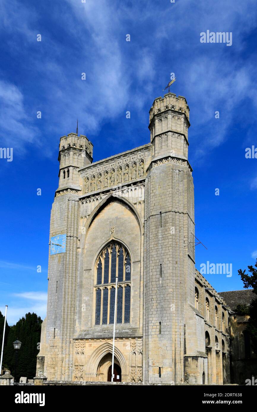 Sommeransicht der Thorney Abbey Kirche, Thorney Dorf, Cambridgeshire, England, Großbritannien Stockfoto