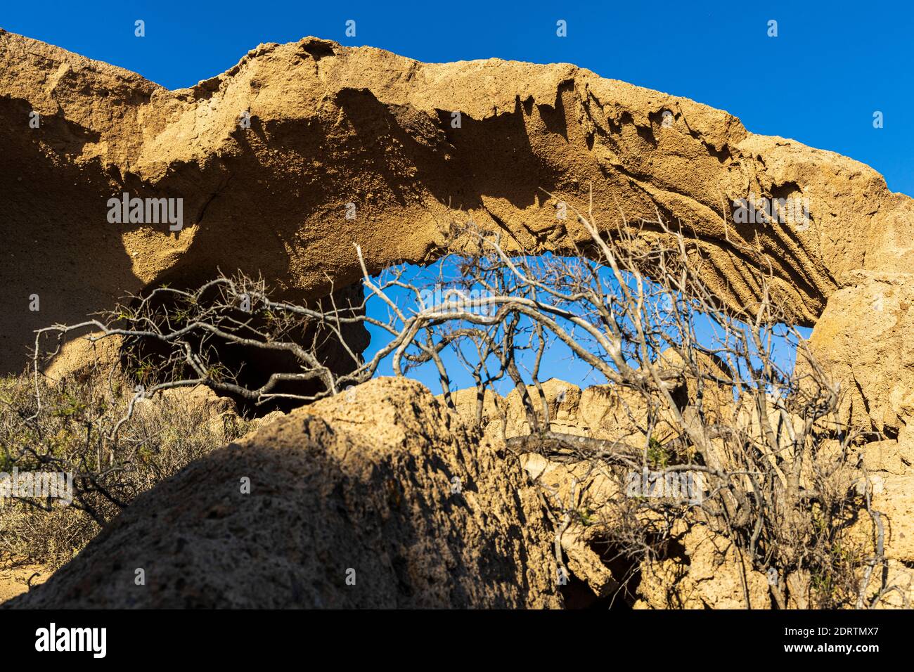 Bogen von Tajao, eine vulkanische Landschaft, pyroklastische Ablagerungen, durch Zusammenbruch und Erosion gebildet, Tajao, Teneriffa, Kanarische Inseln, Spanien Stockfoto