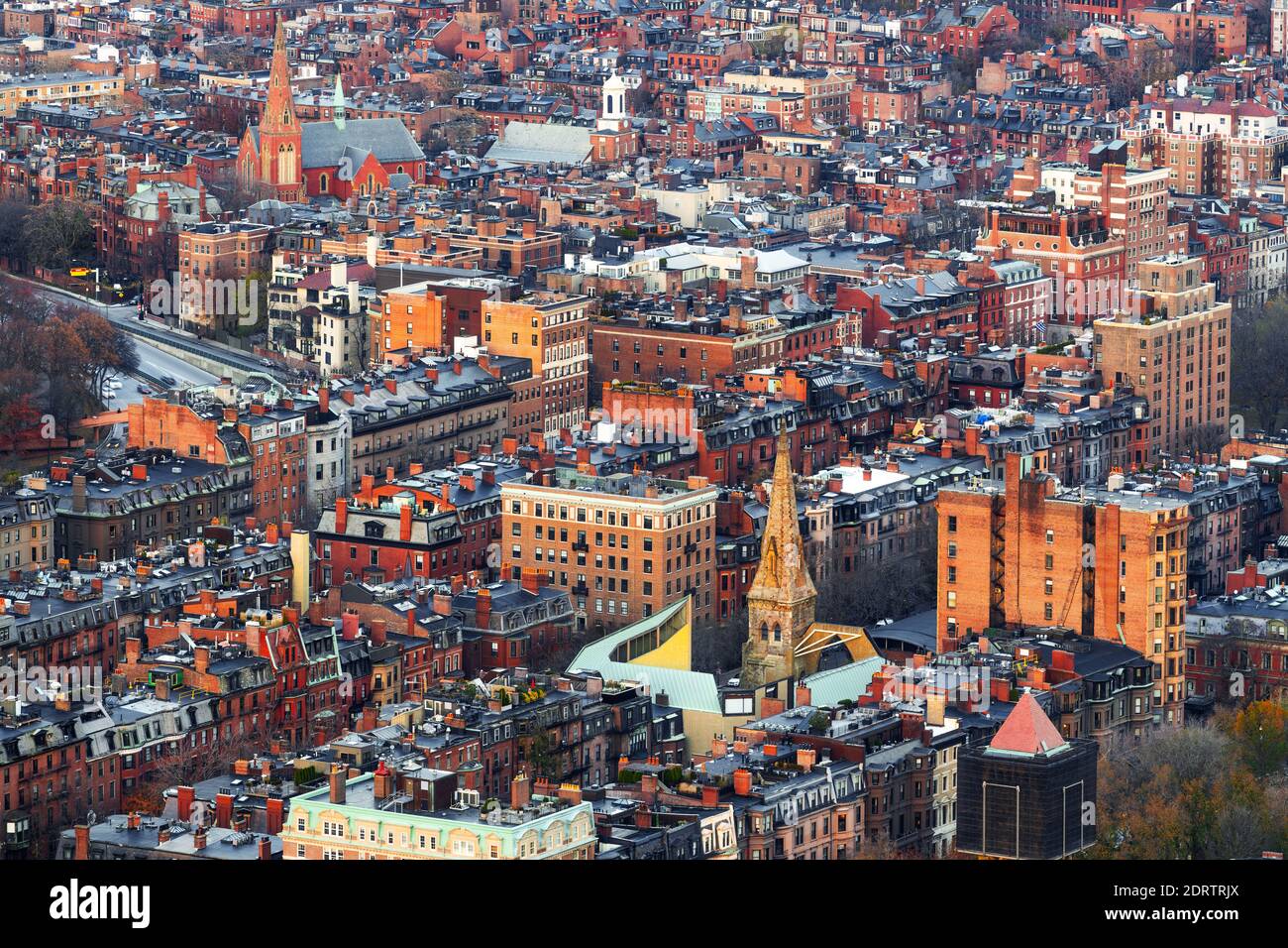 Boston, Massachusetts, USA Luftbild Stadtansicht von Back Bay Vierteln. Stockfoto