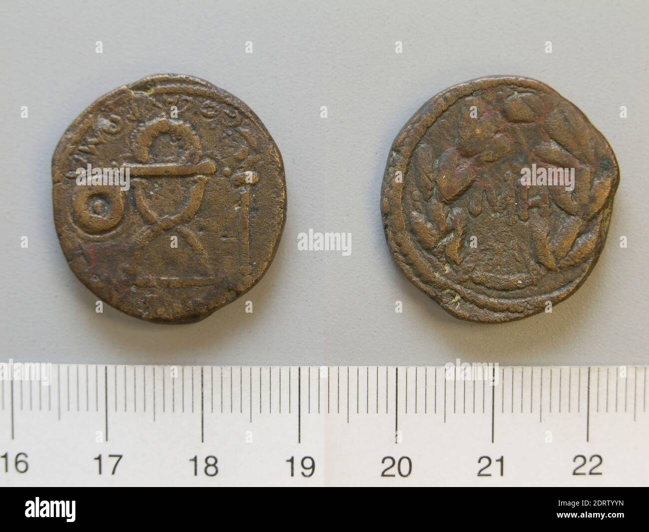 Lineal: Sauromates iMINT: Bosporus, Münze von Sauromates I von Bosporus, 94–124, Kupfer, 13.35 g, 12:00, 25.90 mm, hergestellt in Bosporus, Griechisch, 1.–2. Jahrhundert n. Chr., Numismatik Stockfoto
