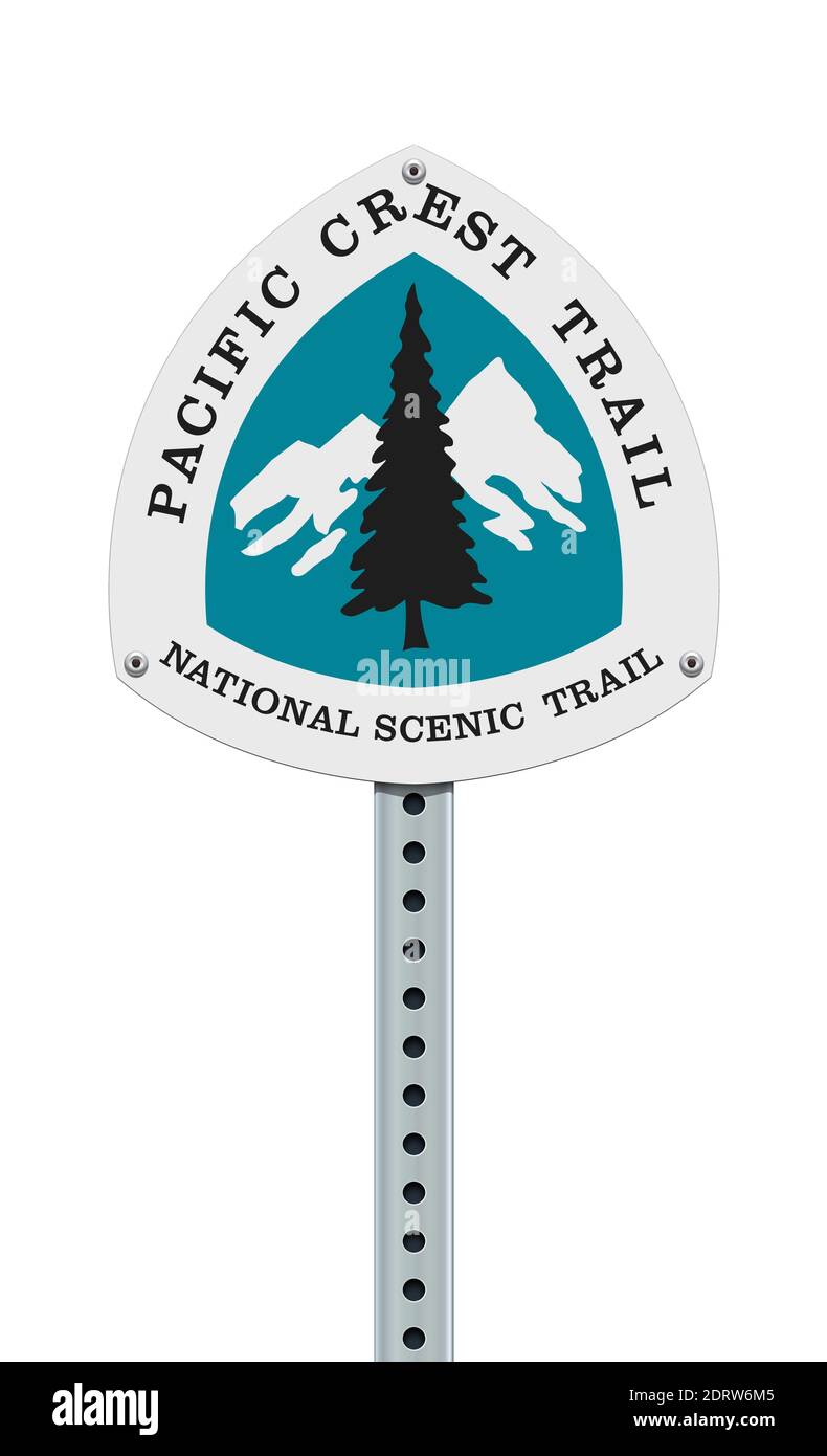 Vektor-Illustration des Pacific Crest Trail Straßenschild auf Post Stock Vektor