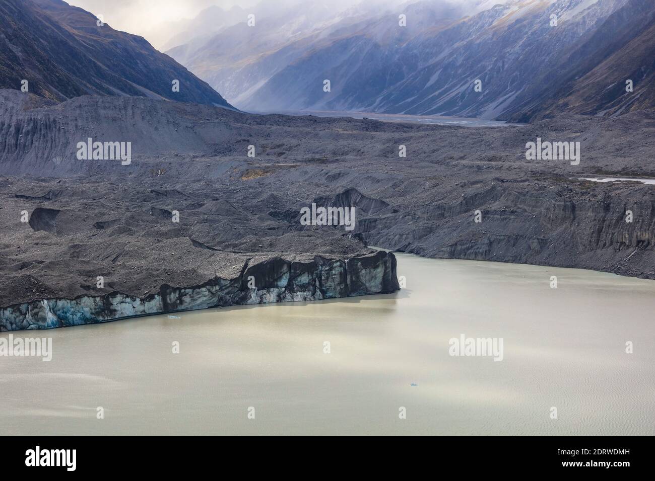 Das Tasman Valley, ein Beispiel eines vergletscherten Tals in den südlichen Alpen, Südinsel, Neuseeland. Stockfoto