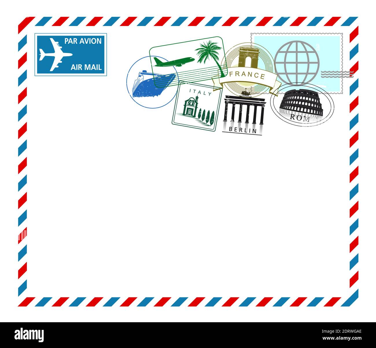 Flugpost aus Europa Reise Stock Vektor