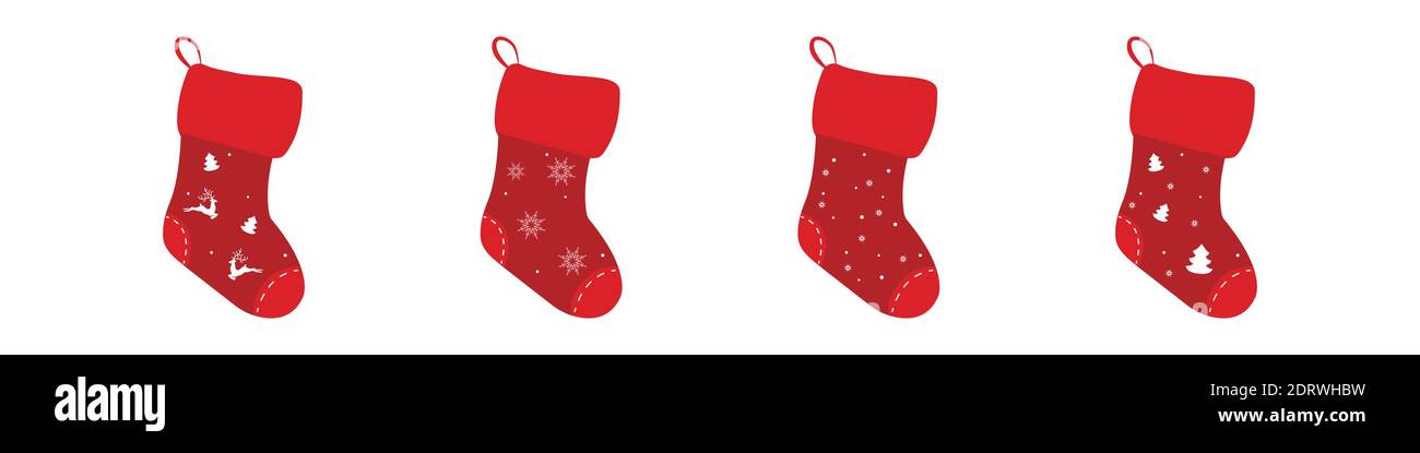 Weihnachtlicher Sockenstrumpf auf Weiß Stock Vektor