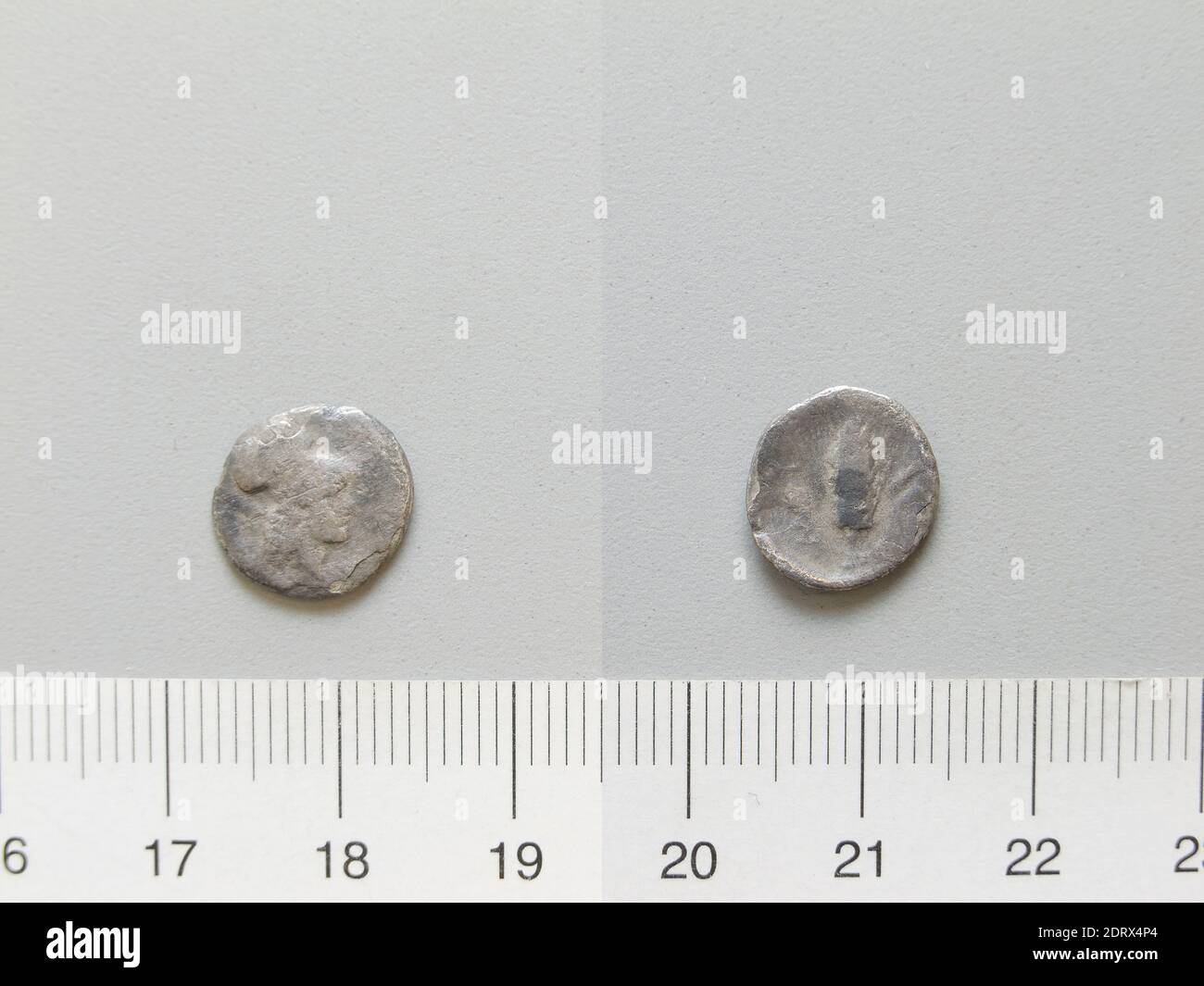 Münzstätte: Metapontum, Diobol aus Metapontum, 325–275 v. Chr., Silber, 0.85 g, 3:00, 11.7 mm, hergestellt in Metapontum, Lucania, Griechisch, 4.–3. Jahrhundert v. Chr., Numismatik Stockfoto