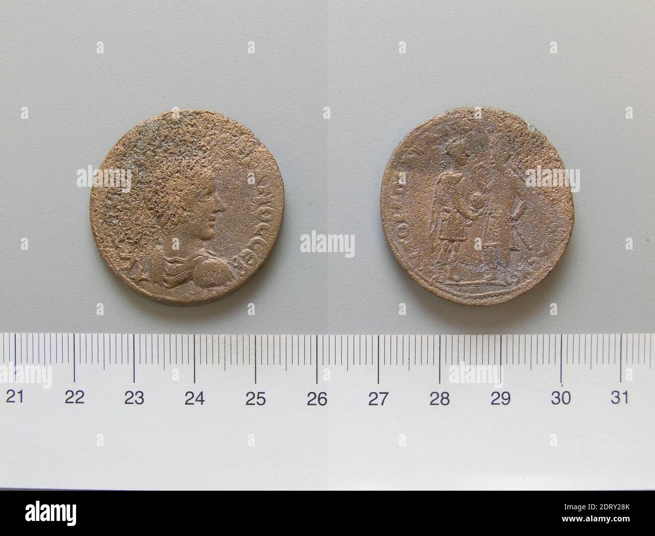 Herrscher: Gordian III, Kaiser von Rom, 225–244, regiert 238–44, Herrscher: Abgar X, König von Edessa, regiert 242–44 n. Chr., Münzstätte: Edessa, Mesopotamien, Dupondius von Gordian III, Kaiser von Rom; Abgar X, König von Edessa von Edessa, Mesopotamien, 240–42, Kupfer, 18.55 g, 12:00, 32.5 mm, römische Numismatik Stockfoto
