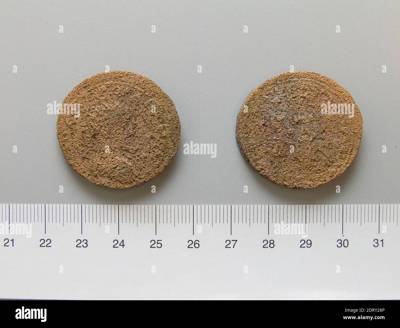Herrscher: Gordian III, Kaiser von Rom, 225–244, regiert 238–44, Herrscher: Abgar X, König von Edessa, regiert 242–44 n. Chr., Münzstätte: Edessa, Mesopotamien, Dupondius von Gordian III, Kaiser von Rom; Abgar X, König von Edessa von Edessa, Mesopotamien, 240–42, Kupfer, 20.53 g, 12:00, 33.7 mm, römische Numismatik Stockfoto