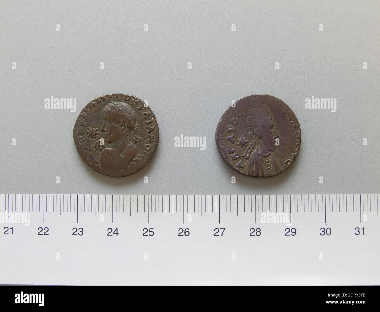 Herrscher: Gordian III., Kaiser von Rom, 225–244, regiert 238–44, Herrscher: Abgar X, König von Edessa, regiert 242–44 n. Chr., Münzstätte: Edessa, Mesopotamien, 1 ab Gordian III., Kaiser von Rom; Abgar X, König von Edessa, Mesopotamien, 240–42, Kupfer, 9.04 g, 6:00, 23.9 mm, Made in Edessa, Numismatik, römisch Stockfoto