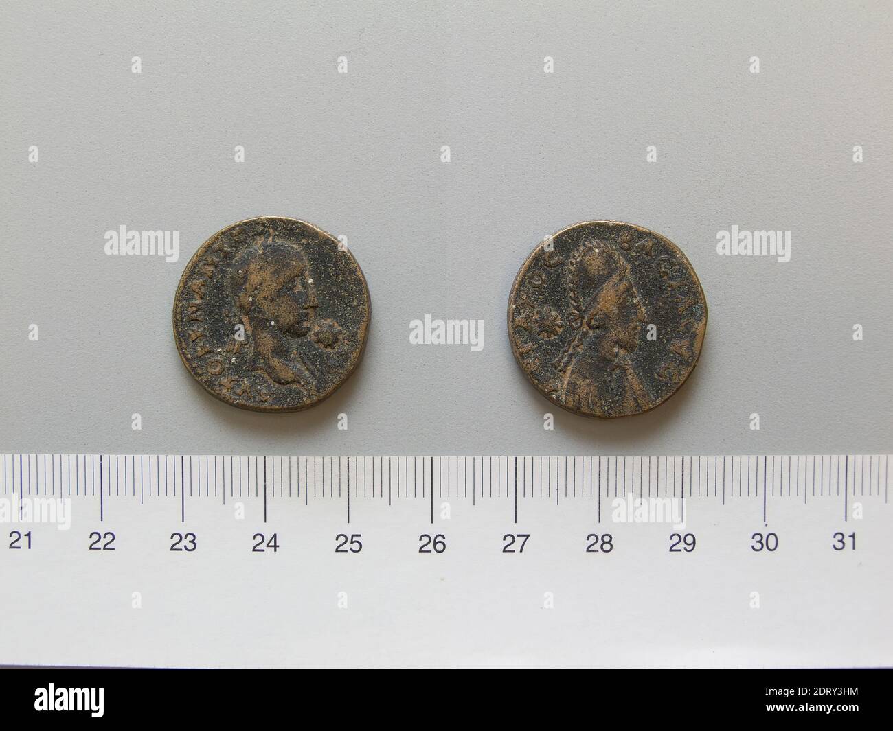 Herrscher: Gordian III., Kaiser von Rom, 225–244, regiert 238–44, Herrscher: Abgar X, König von Edessa, regiert 242–44 n. Chr., Münzstätte: Edessa, Mesopotamien, Münze von Gordian III., Kaiser von Rom; Abgar X, König von Edessa von Edessa, Mesopotamien, 242–44, Kupfer, 9.80 g, 5:00, 23.9 mm, Made in Edessa, Numismatik, 3. Jahrhundert Stockfoto