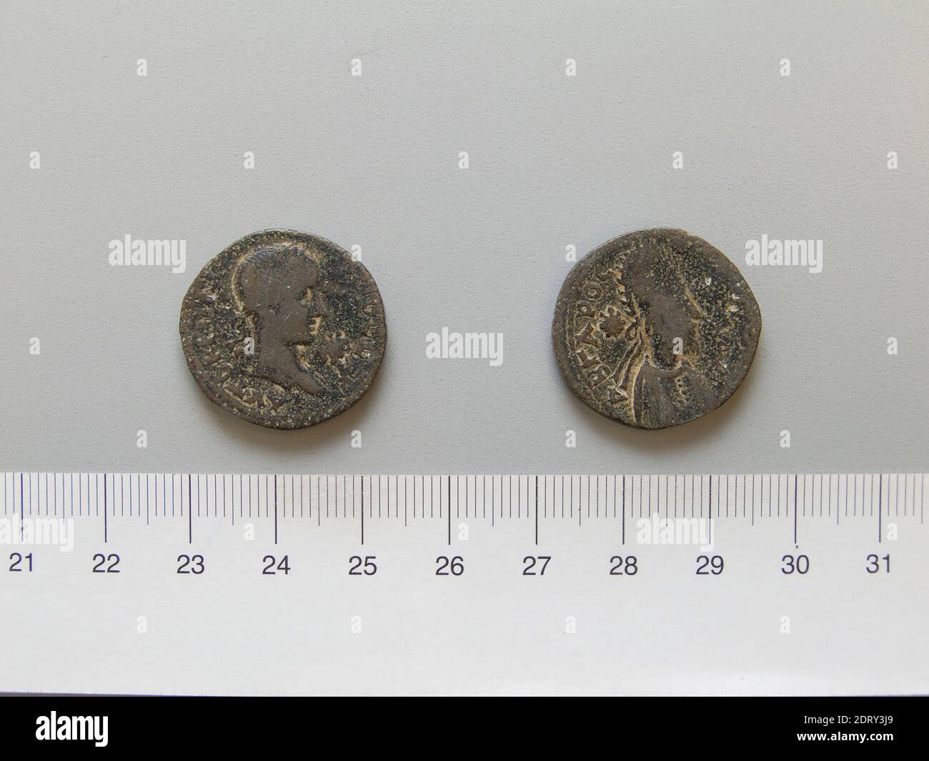 Herrscher: Gordian III., Kaiser von Rom, 225–244, regiert 238–44, Herrscher: Abgar X, König von Edessa, regiert 242–44 n. Chr., Münzstätte: Edessa, Mesopotamien, Münze von Gordian III., Kaiser von Rom; Abgar X, König von Edessa von Edessa, Mesopotamien, 242–44, Kupfer, 8.49 g, 12:00, 23.9 mm, Made in Edessa, Numismatik, 3. Jahrhundert Stockfoto