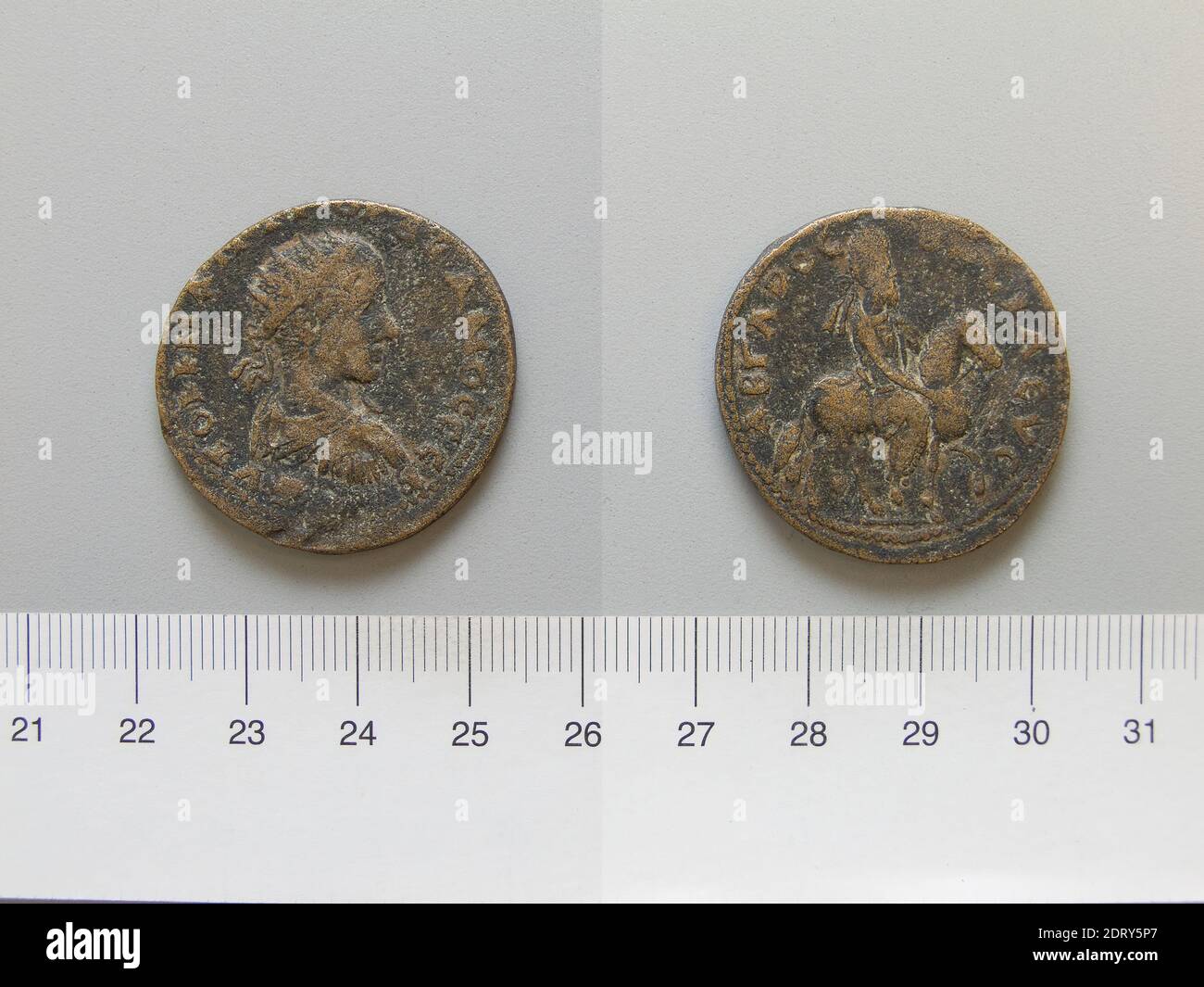 Herrscher: Gordian III, Kaiser von Rom, 225–244, regiert 238–44, Herrscher: Abgar X, König von Edessa, regiert 242–44 n. Chr., Münzstätte: Edessa, Mesopotamien, Dupondius von Gordian III, Kaiser von Rom; Abgar X, König von Edessa von Edessa, 238–44, Kupfer, 14.32 g, 4:00, 32.5 mm, Made in Edessa, Mesopotamics, 3. Jahrhundert Stockfoto