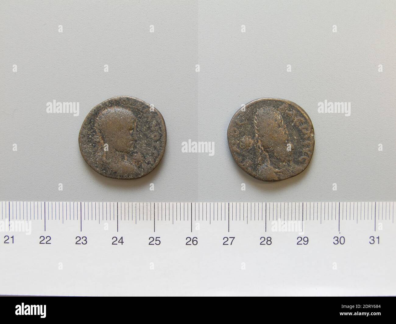 Herrscher: Gordian III., Kaiser von Rom, 225–244, regiert 238–44, Herrscher: Abgar X, König von Edessa, regiert 242–44 n. Chr., Münzstätte: Edessa, Mesopotamien, Münze von Gordian III., Kaiser von Rom; Abgar X, König von Edessa von Edessa, 238–44, Kupfer, 7.58 g, 5:00, 24 mm, Made in Edessa, Mesopotamien, Numismatik, 3. Jahrhundert Stockfoto