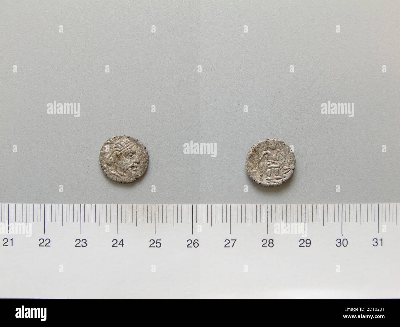 Münzstätte: Baktrien, Münze von Baktrien, 3. Jahrhundert v. Chr., Silber, 1.02 g, 5:00, 13.2 mm, hergestellt in Baktrien, Griechisch, 3. Jahrhundert v. Chr., Numismatik Stockfoto