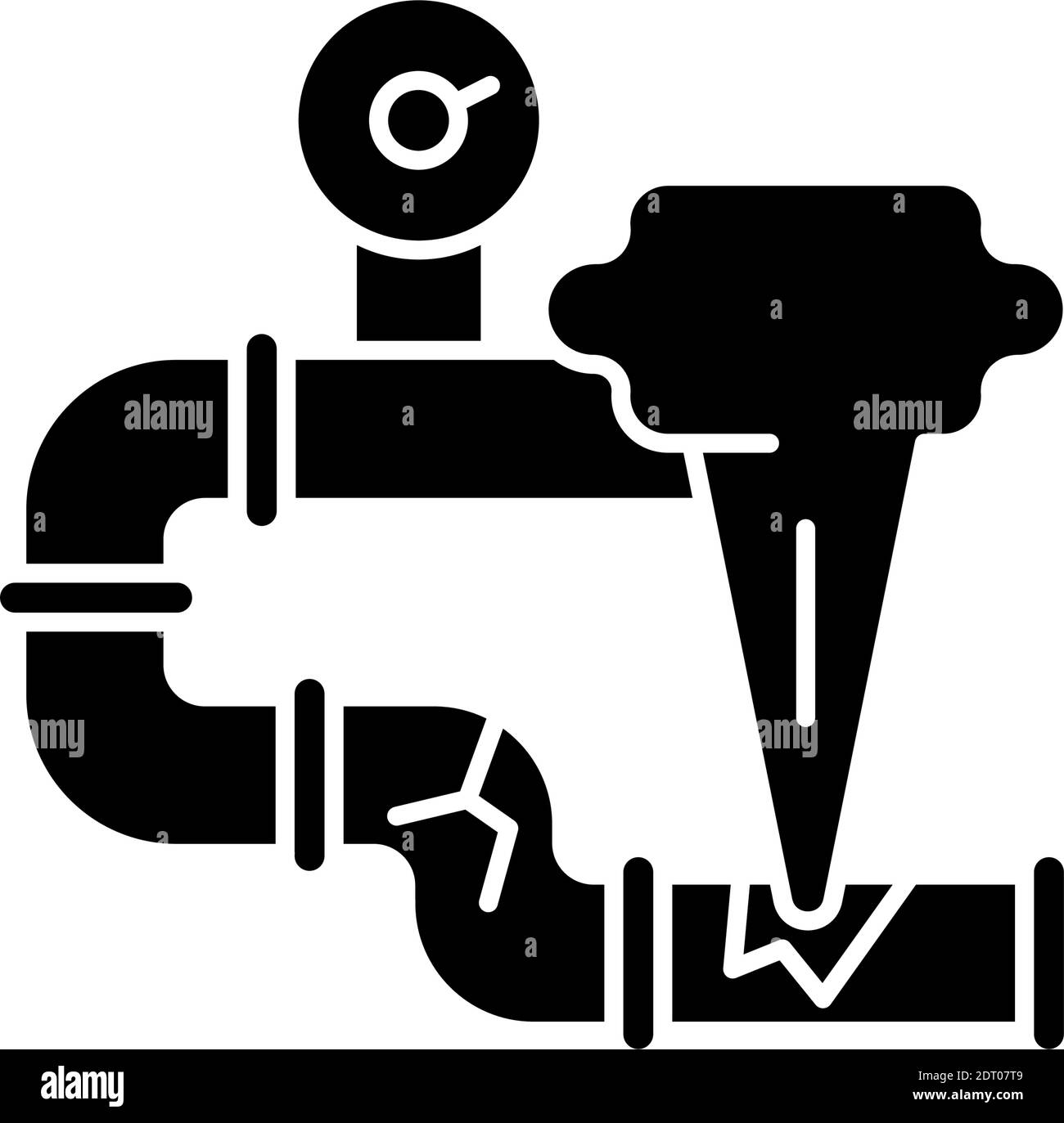 Schwarzes Glyphensymbol für Gasleck Stock Vektor