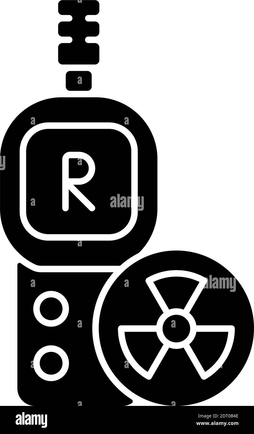 Strahlungsdosimeter, schwarzes Glyphsymbol Stock Vektor