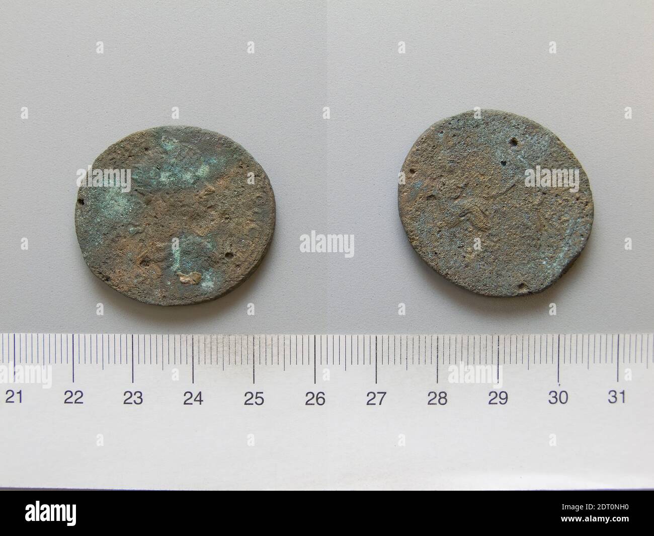 Herrscher: Gordian III., Kaiser von Rom, 225–244, regiert 238–44, Herrscher: Abgar X, König von Edessa, regiert 242–44 n. Chr., Münzstätte: Edessa, Mesopotamien, Münze von Gordian III., Kaiser von Rom; Abgar X, König von Edessa von Edessa, 238–44, Kupfer, 17.23 g, 10:00, 32.8 mm, ausgegraben in Dura-Europos, römische Numismatik, 3. Jahrhundert, Numismatik Stockfoto