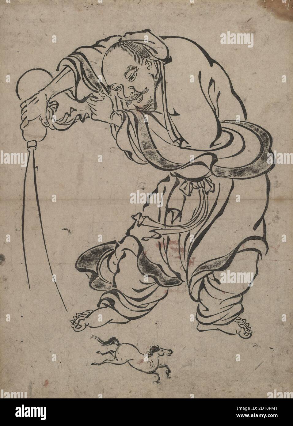 Hersteller, zurückzuführen auf: Kano Schule, Japanisch, Chocaro, einer der acht taoistischen Unsterblichen, 17. Jahrhundert, monochrome Tintenmalerei, sumi-e, Blatt: 16 × 11 5/8 in. (40.6 × 29.5 cm), Japan, Japanisch, Edo-Zeit (1615–1868), Arbeiten auf Papier - Drucke Stockfoto