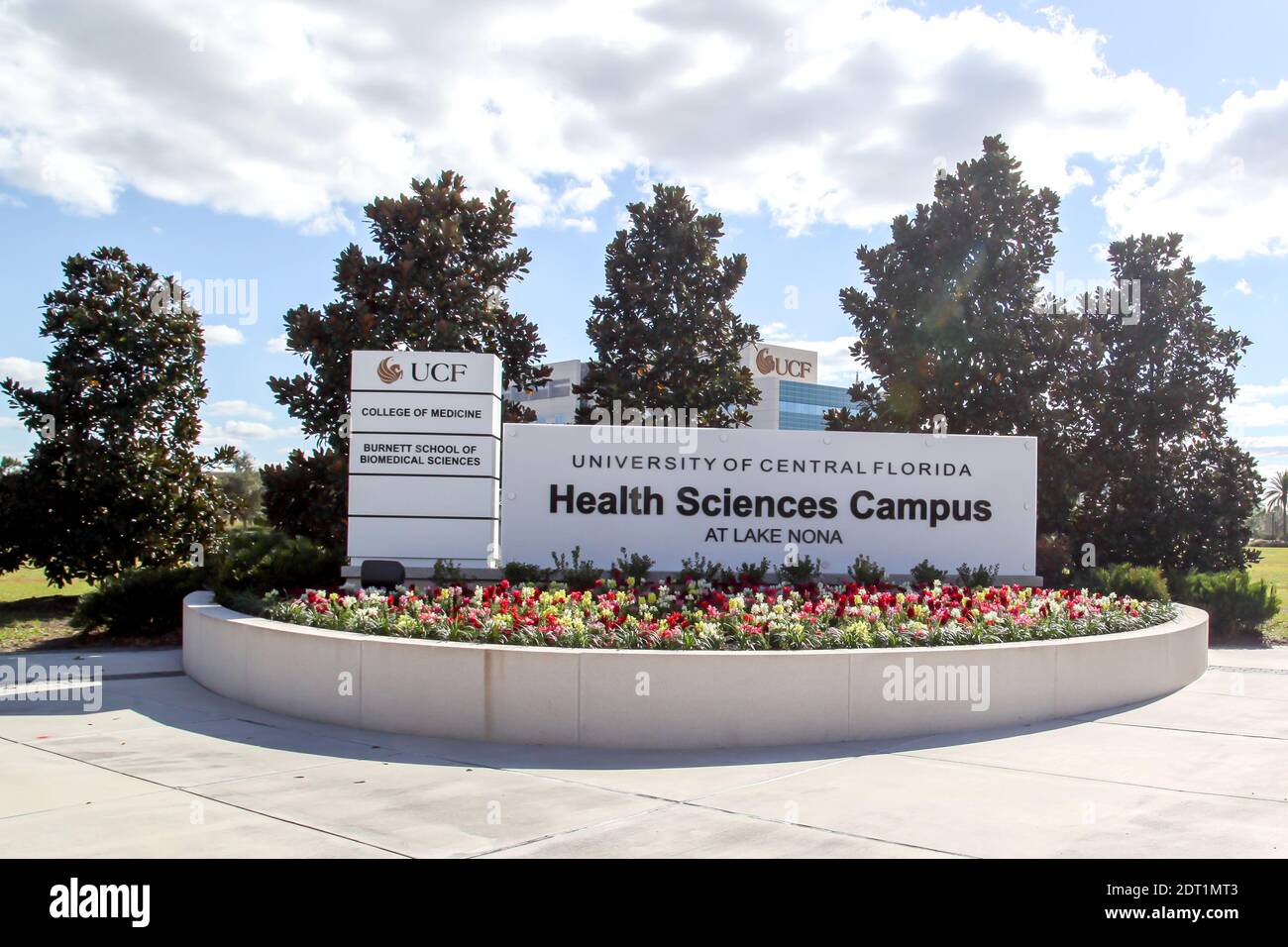 Zeichen des Campus der Gesundheitswissenschaften der Universität UCF in Orlando, Florida, USA Stockfoto