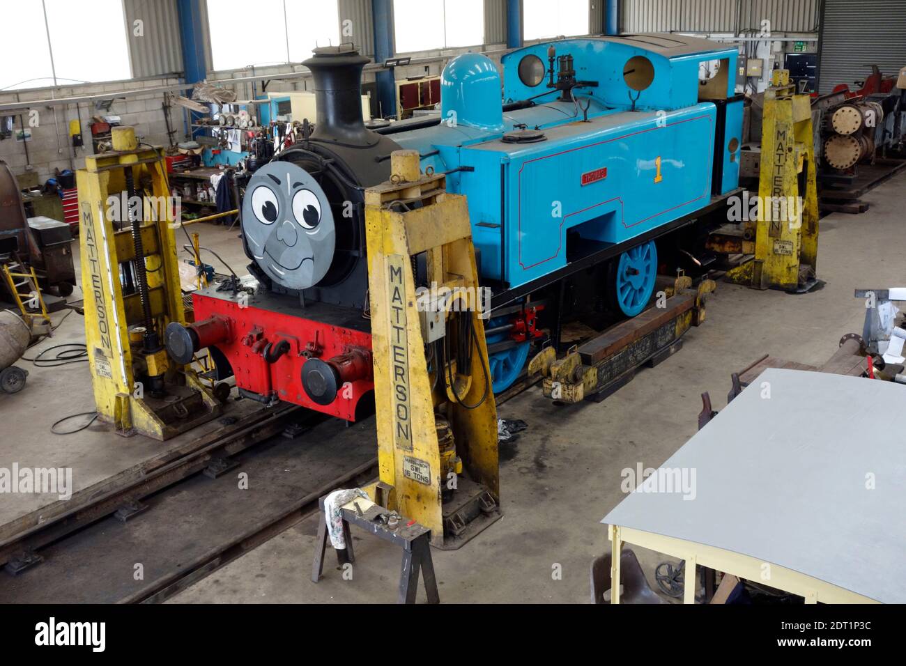 Dampflokomotive 'Thomas', benannt von Rev. W. Awdry am Bahnhof Wansford auf der Nene Valley Railway Stockfoto