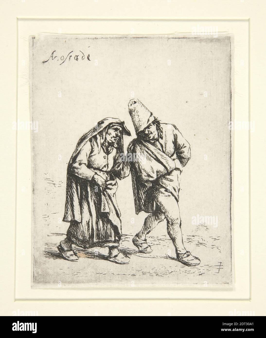 Künstler: Adriaen van Ostade, Holländisch, 1610–1685, das Paar zu Fuß, ca. 1638, Radierung, Platemark: 7.9 × 6.4 cm, 1/8 Made in the Netherlands, Holländisch, 17. Jahrhundert, Arbeiten auf Papier - × 1/2 Drucke Stockfoto