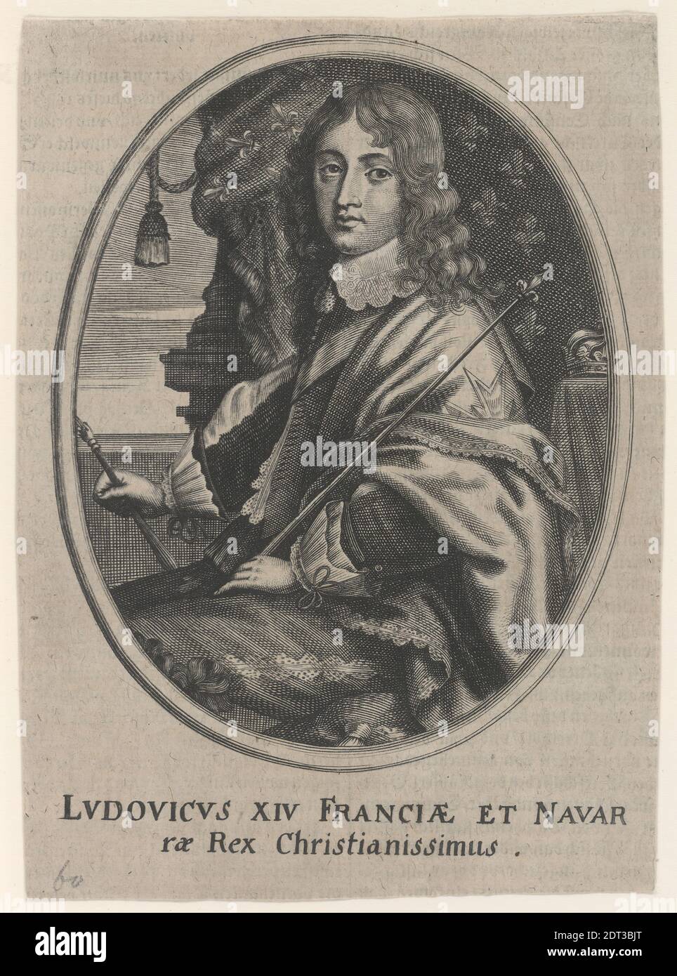Porträt von Ludwig XIV., König von Frankreich und Navarra (Ludovicus XIV Franciae et Navarrae Rex Christianissimus), Gravur, Bild: 16.51 × 12.07 cm (6 1/2 × 4 3/4 in.), Französisch, 17. Jahrhundert, Arbeiten auf Papier - Drucke Stockfoto