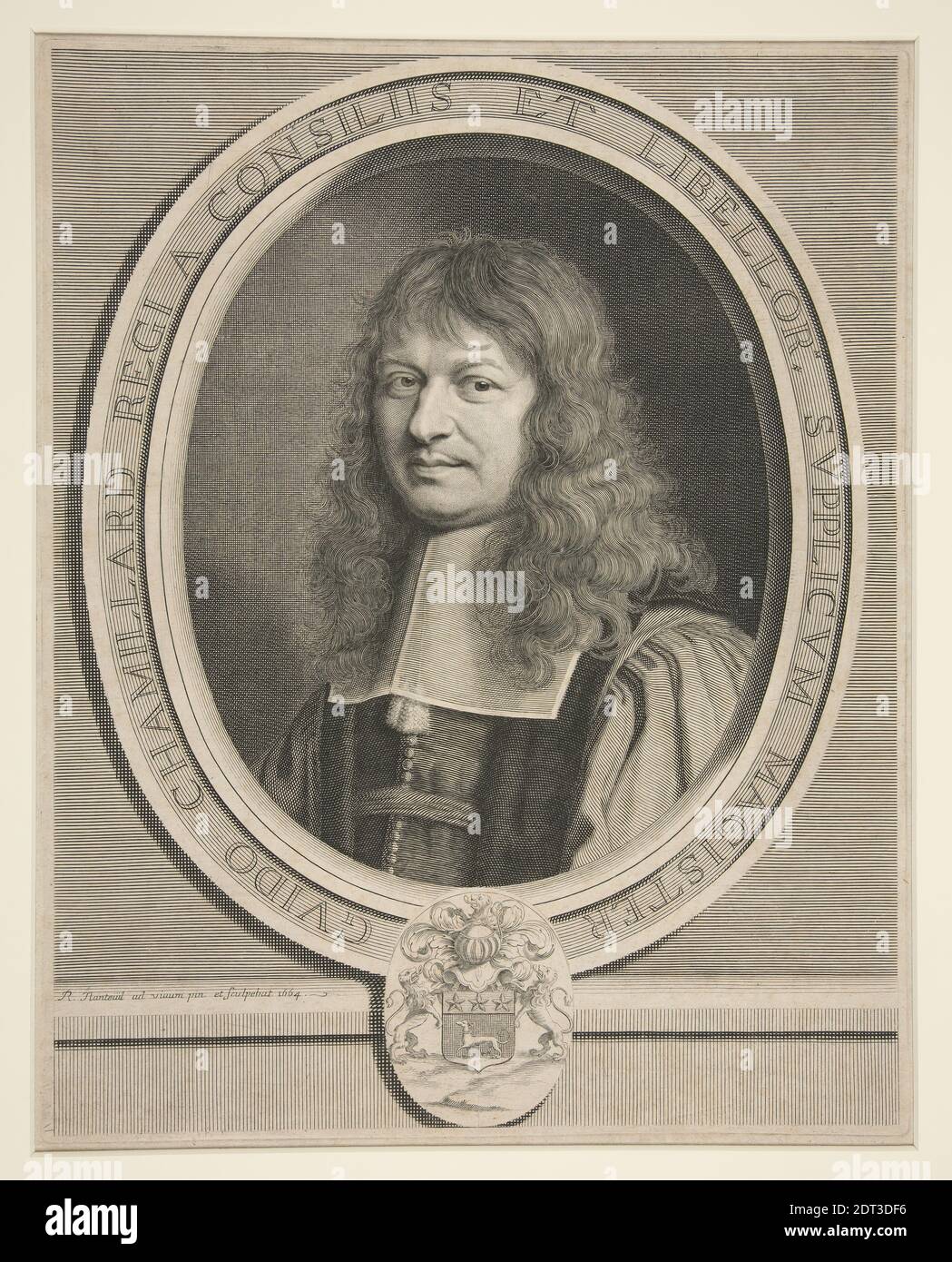 Künstler: Robert Nanteuil, französisch, 1623–1678, Porträt von Guy Chamillard, Berater des Königs und Kopf der Bitten, Gravur, Platemark: 32.9 × 26.3 cm (12 15/16 × 10 3/8 in.), französisch, 17. Jahrhundert, Arbeiten auf Papier - Drucke Stockfoto