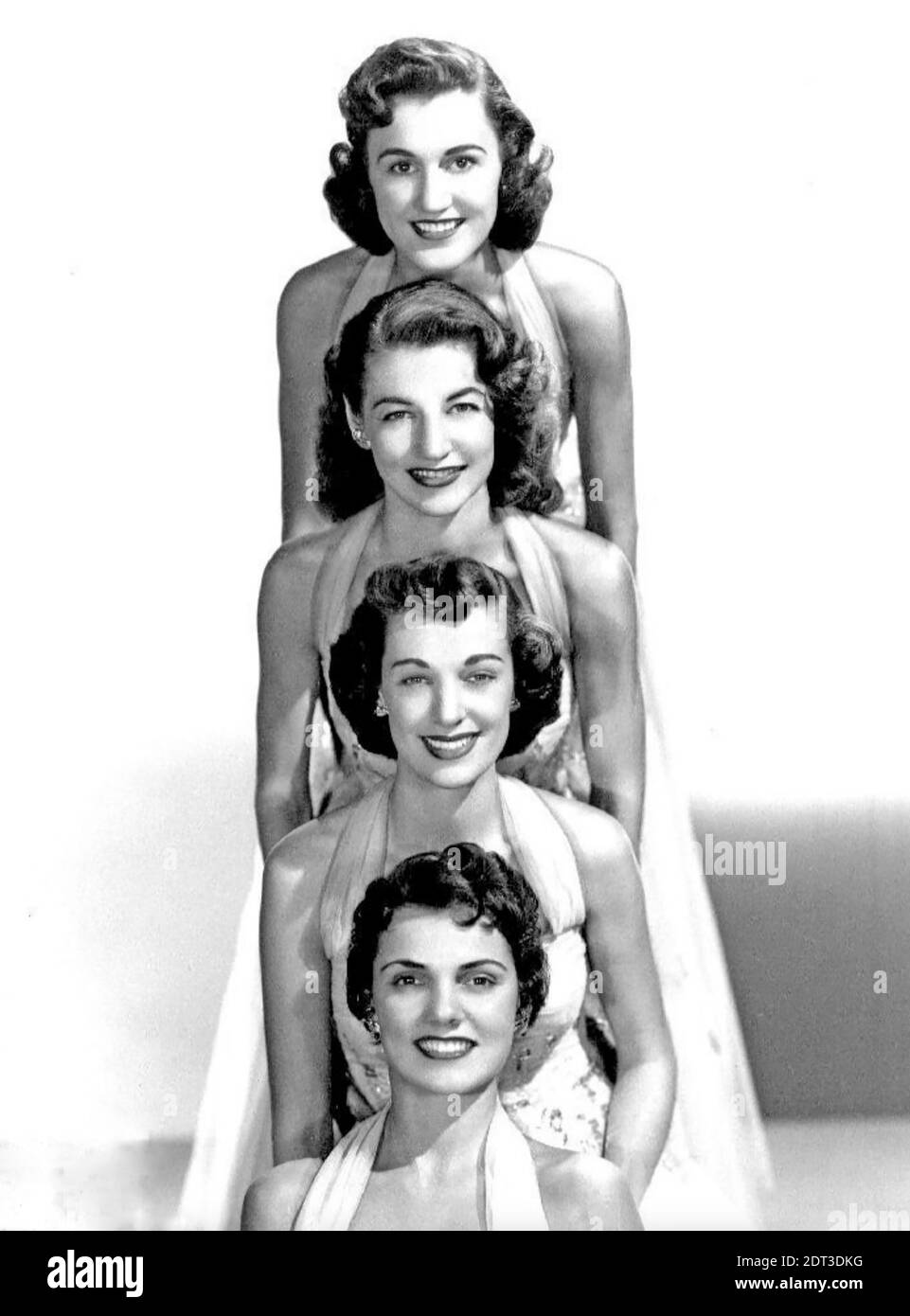 DAS CHORDETTES Werbefoto des amerikanischen Vokalquartetts. Von oben: Carol Buschman, Janet Ertel, Lynn Evans, Marjorie Needham Stockfoto