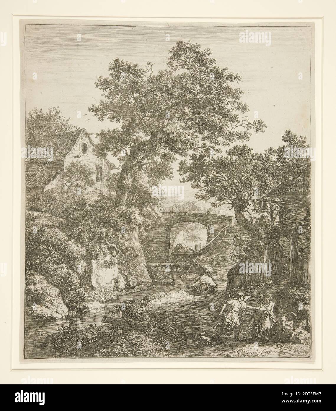 Künstler: Anthonie Waterloo, Niederländisch, 1610–1690, Landschaft mit der Beschneidung des Sohnes Moses, Mitte des 17. Jahrhunderts, Radierung, Platemark: 29.5 × 25.4 cm, 11 5/8 Made in the Netherlands, Niederländisch, 17. Jahrhundert, Arbeiten auf Papier - × 10 Drucke Stockfoto