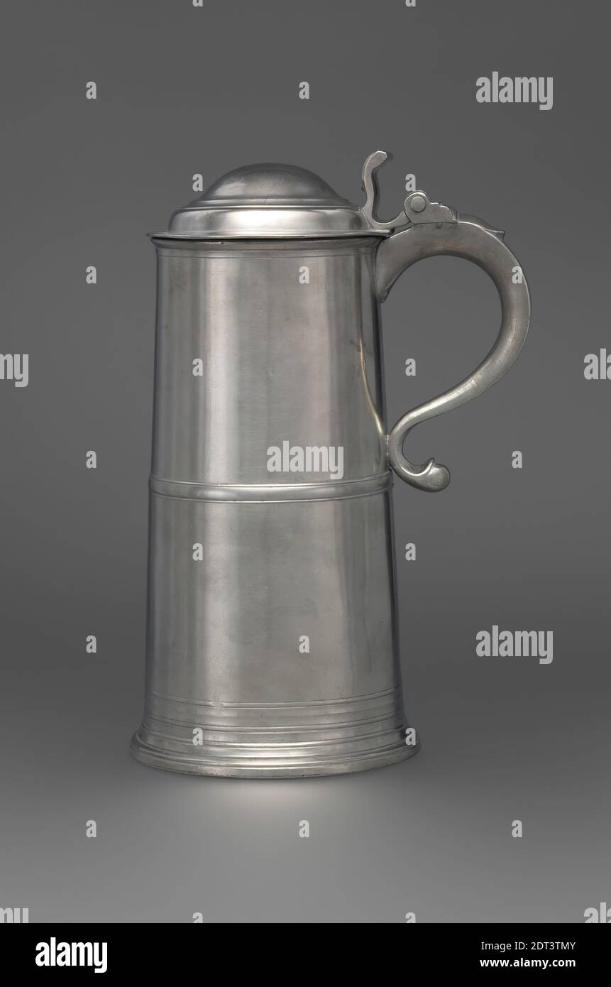 Hersteller: Henry will, Amerikaner, ca. 1735–1802, Flagon, Zinn, 11 3/8 Zoll (28.9 cm), hergestellt in New York, New Yorkor hergestellt in Albany, New York, Amerikaner, 18. Jahrhundert, Behälter - Metalle Stockfoto