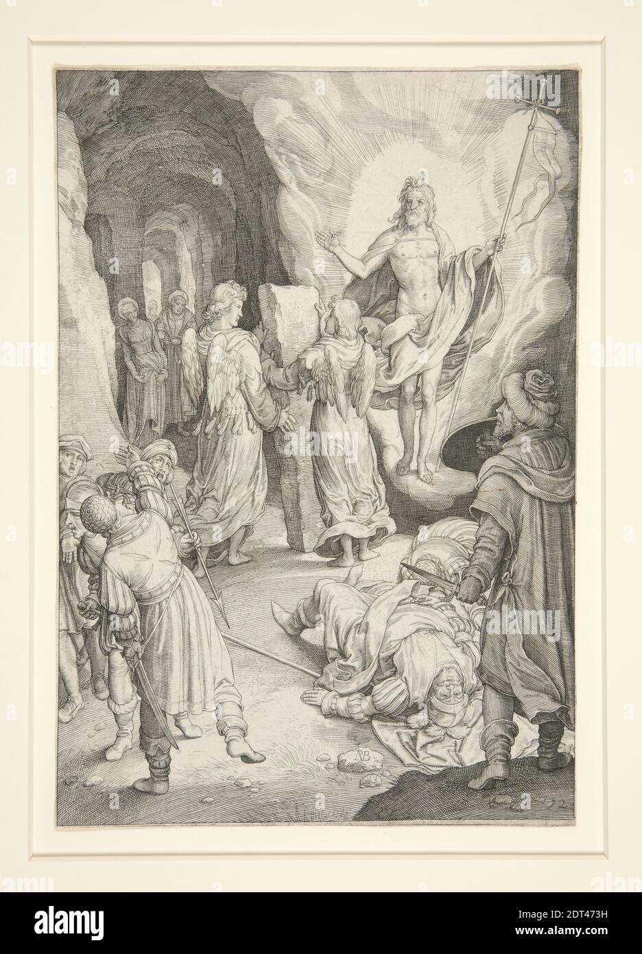 Künstler: Nicolaes de Bruyn, Flämisch, 1571–1656, nach: Hendrick Goltzius, Niederländisch, 1558–1617, die Auferstehung (Passionsserie), Gravieren, 19.9 × 13.7 cm (7 13/16 × 5 3/8 in.), Made in Flandern, Flämisch, 16.–17. Jahrhundert, Arbeiten auf Papier - Drucke Stockfoto