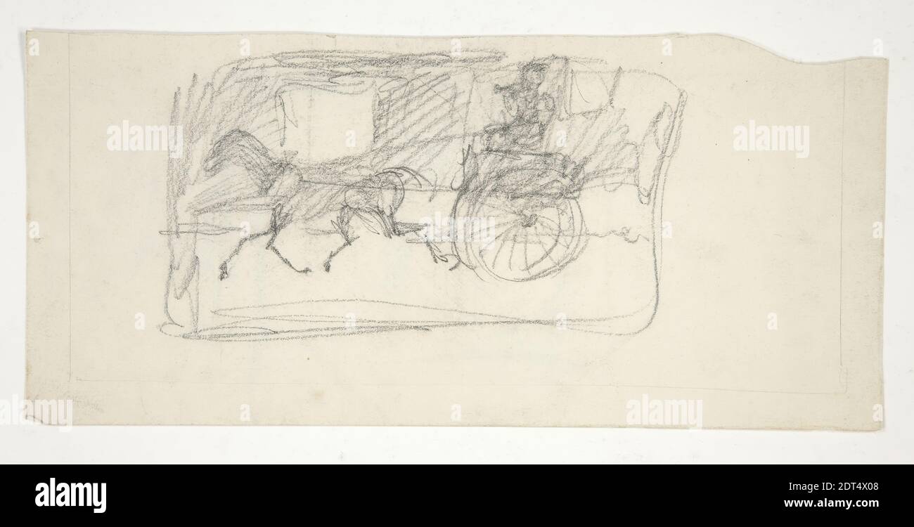 Künstler: Edwin Austin Abbey, amerikanisch, 1852–1911, M.A., 1897, Skizze eines Pferdes, das eine Kutsche zieht, Graphit, gewebt, 11.5 × 25.2 cm (4 1/2 × 9 15/16 in.), Made in United States, amerikanisch, 19. Jahrhundert, Arbeiten auf Papier - Zeichnungen und Aquarelle Stockfoto