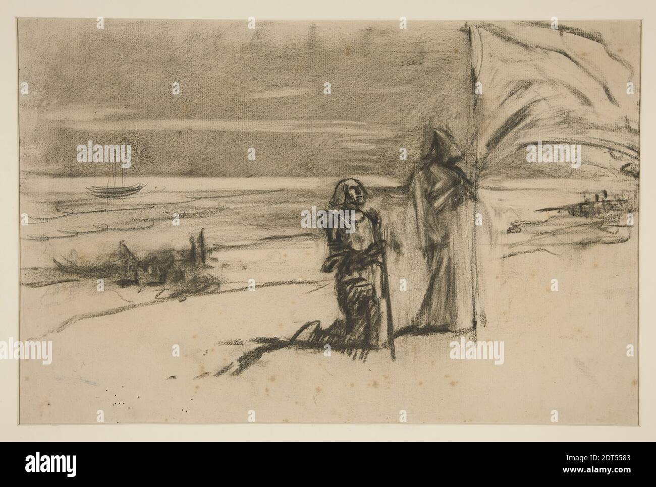 Künstler: Edwin Austin Abbey, Amerikaner, 1852–1911, M.A., 1897, Studie für Columbus in der Neuen Welt (Ölgemälde), Schwarze Kreide, Tan gelegt, 29 × 44.1 cm (11 7/16 × 17 3/8 in.), Made in United States, Amerikaner, 19. Jahrhundert, Arbeiten auf Papier - Zeichnungen und Aquarelle Stockfoto