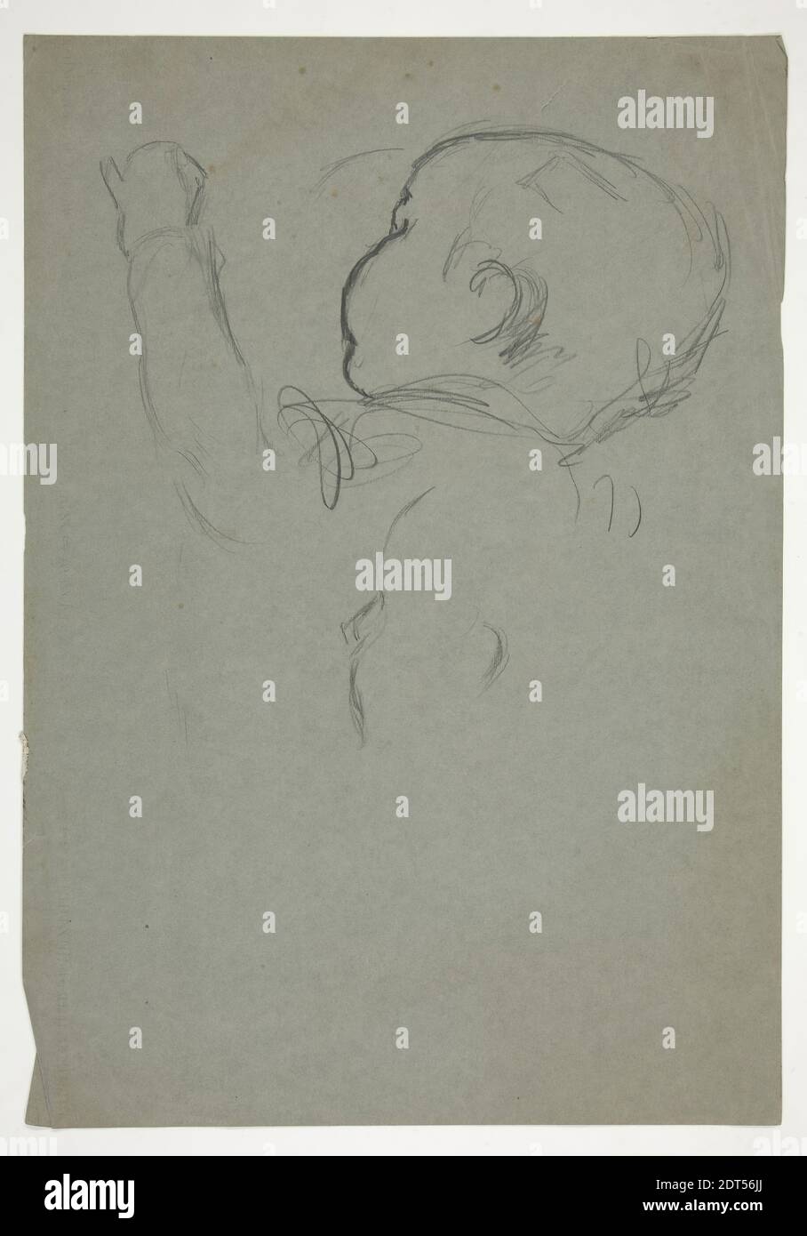 Künstler: Edwin Austin Abbey, amerikanisch, 1852–1911, M.A., 1897, Skizze eines Babys (nicht identifizierter Sitter), Graphit, grüne Wove, 50.4 × 35 cm (19 13/16 × 13 3/4 in.), Made in United States, amerikanisch, 19. Jahrhundert, Arbeiten auf Papier - Zeichnungen und Aquarelle Stockfoto