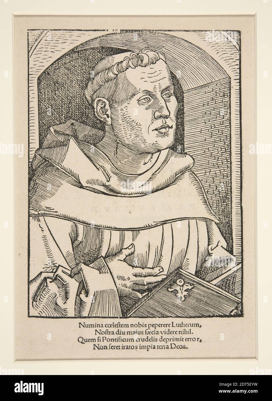 Martin-Luther-Porträt, 16. Jahrhundert, Holzschnitt, Blatt: 11.5 × 11.6 cm 1/2, Made in Germany, deutsch, 16. Jahrhundert, Arbeiten auf Papier - × 9/16 Drucke Stockfoto