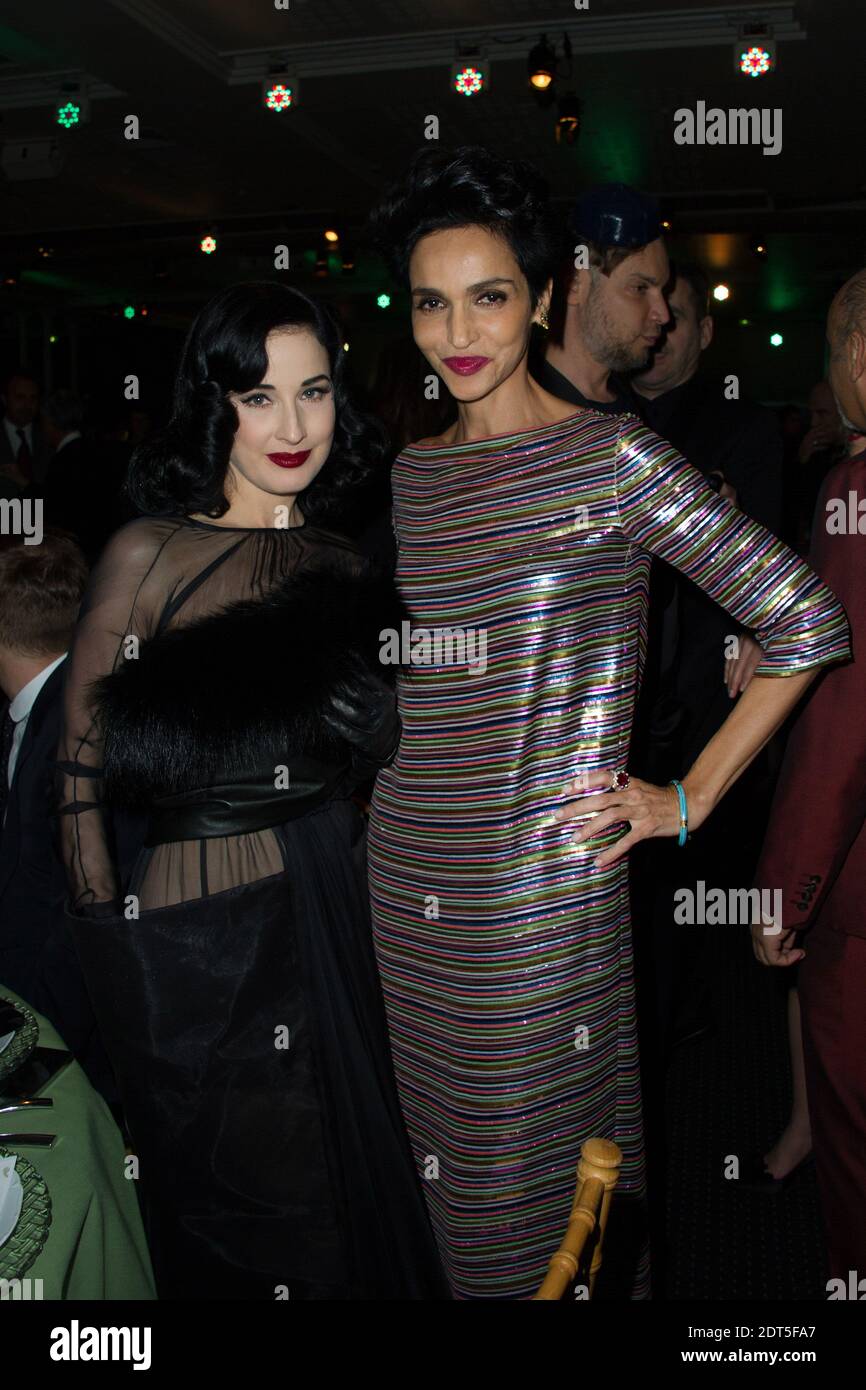 DITA von Teese und Farida Khelfa beim Sidaction Gala Dinner im Pavillon d'Armenonville in Paris, Frankreich am 23. Januar 2014. Foto von Laurent Zabulon/ABACAPRESS.COM Stockfoto