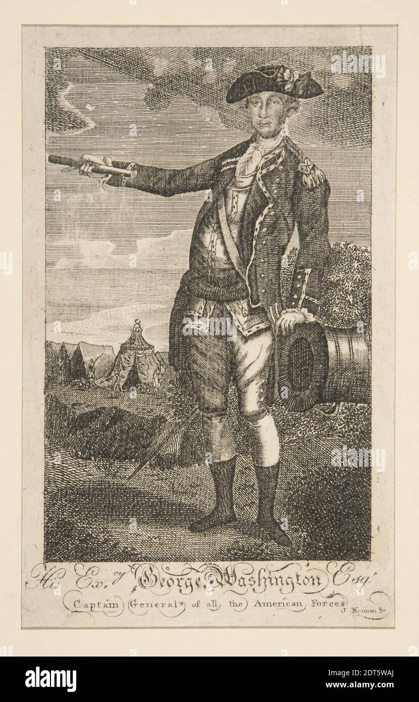 Künstler: John Norman, Brite, aktive USA, ca. 1748–1817, Thema: George Washington, Amerikaner, 1732–1799, LL.D. 1822, sein Ex.cy George Washington Esq.r, Strichgravur, Blatt: 20.1 × 13 cm (7 15/16 × 5 1/8 in.), hergestellt in den Vereinigten Staaten, Amerikaner, 18. Jahrhundert, Werke auf Papier - Drucke Stockfoto