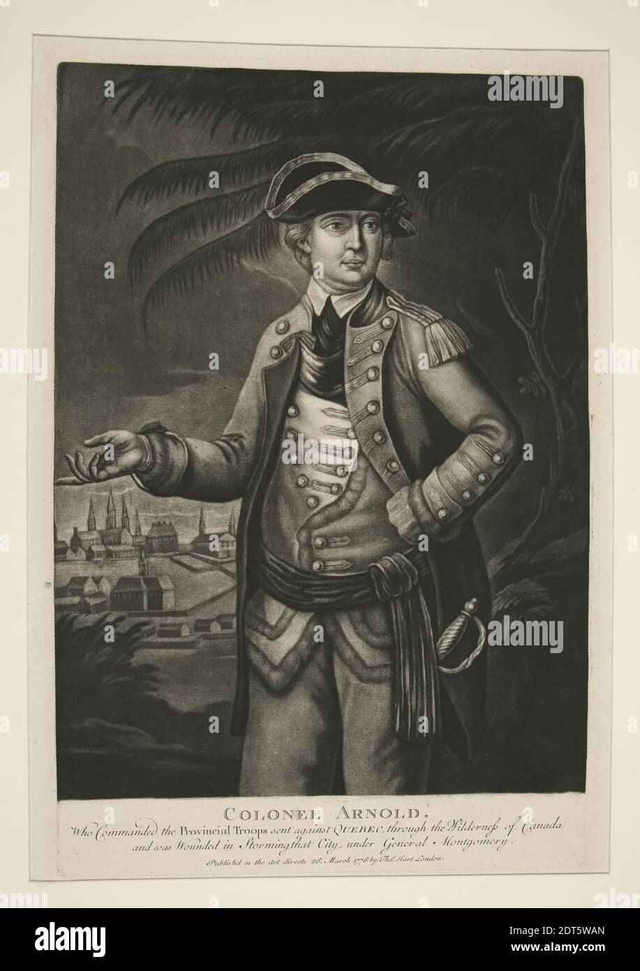 Graveur: Thomas Hart, London, Colonel [Benedict] Arnold, Mezzotint, Blatt: 47 × 32.5 cm (18 1/2 × 12 13/16 in.), hergestellt in Großbritannien, Großbritannien, 18. Jahrhundert, Werke auf Papier - Drucke Stockfoto