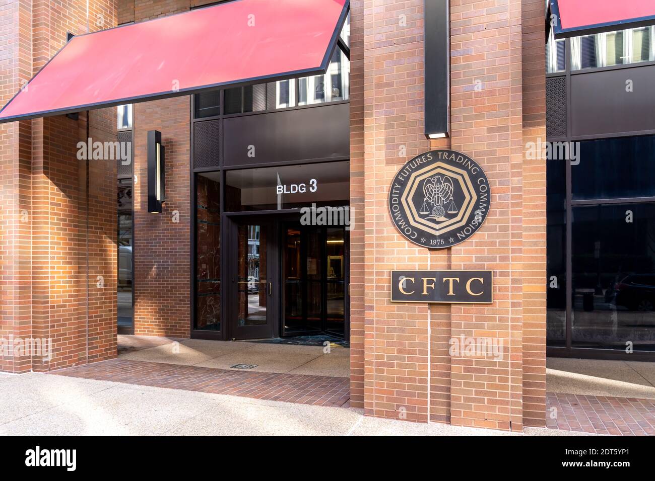 Eintritt zur U.S. Commodity Futures Trading Commission (CFTC) in ihrem Hauptquartier in Washington Stockfoto