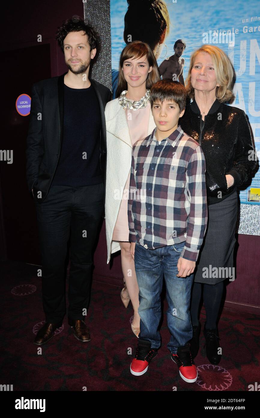 Mathias Brezot , Nicole Garcia, Pierre Rochefort, Louise Bourgoin bei der Premiere von "UN Beau Dimanche", die am 3. Februar 2014 im Kino Gaumont Capucine in Paris, Frankreich, stattfand. Foto von Alban Wyters/ABACAPRESS.COM Stockfoto