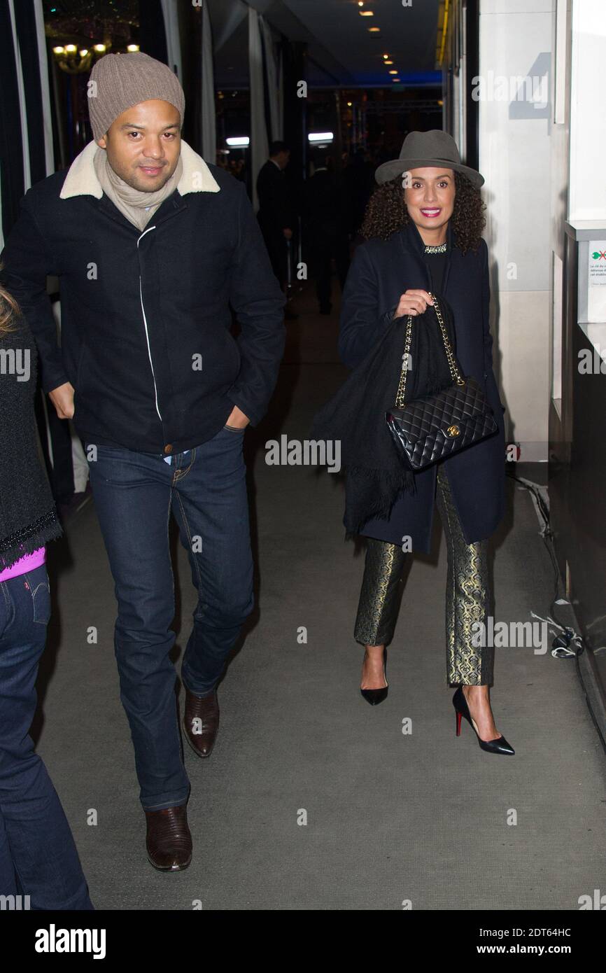 Fabrice Eboue und Amelle Chahbi kommen zur Premiere des Films American Bluff (American Hustle) am 3. Februar 2014 in den UGC Normandie Kinos in Paris, Frankreich. Foto von Laurent Zabulon/ABACAPRESS.COM Stockfoto