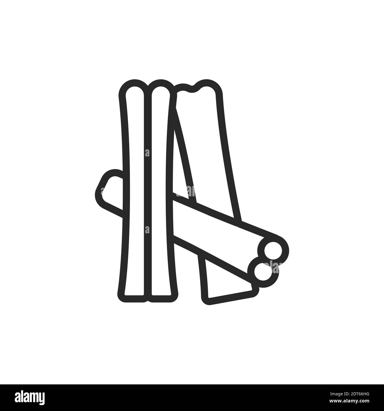 Gerollte Sticks von Zimt schwarze Linie Symbol. Vektorgrafik. Stock Vektor